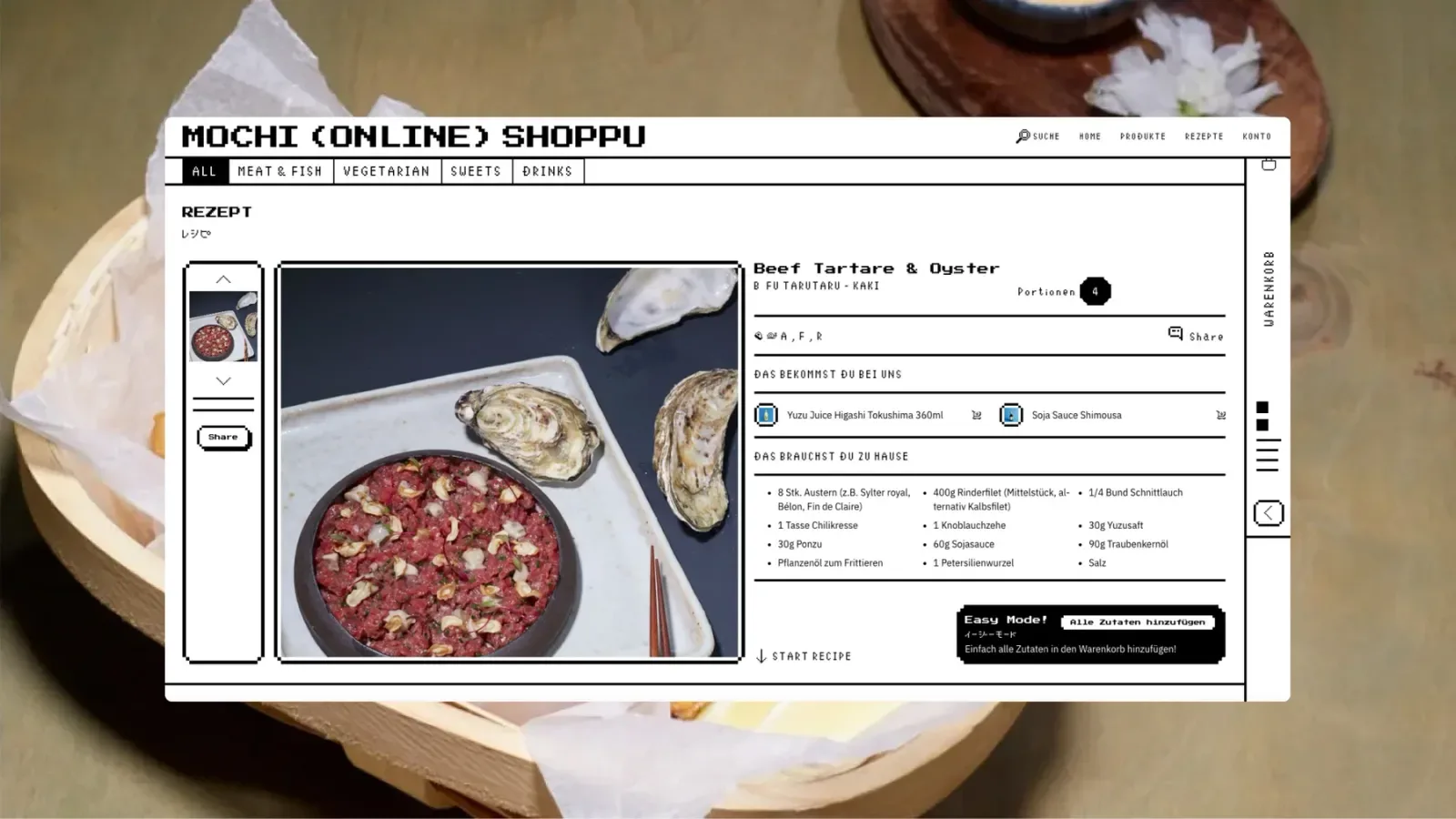 E-Commerce Shop for japanese finde dining restaurant Mochi