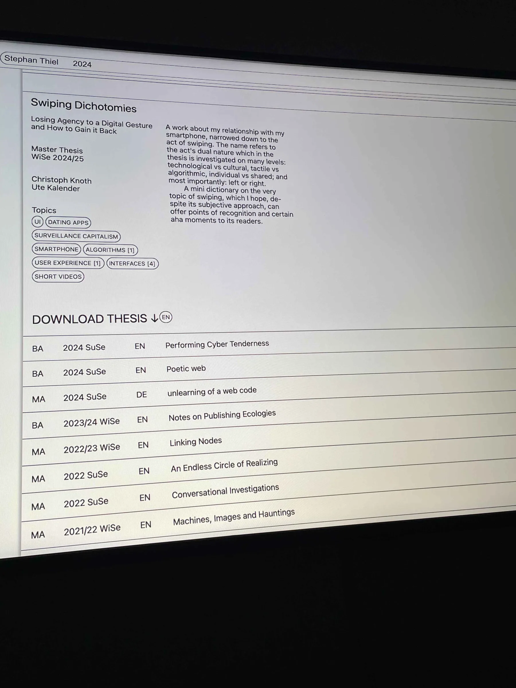 Digital thesis archive of HFBK Hamburg